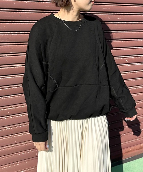 CRB（シーアールビー）の「裾ドロスト切替ドルマントップス（Tシャツ/カットソー・レディース・チャコール/ピンク/ブラック/オフホワイト・F）」の18枚目の写真