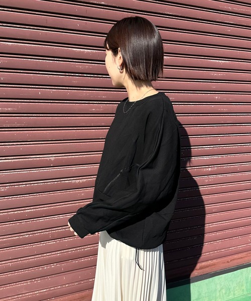 CRB（シーアールビー）の「裾ドロスト切替ドルマントップス（Tシャツ/カットソー・レディース・チャコール/ピンク/ブラック/オフホワイト・F）」の20枚目の写真