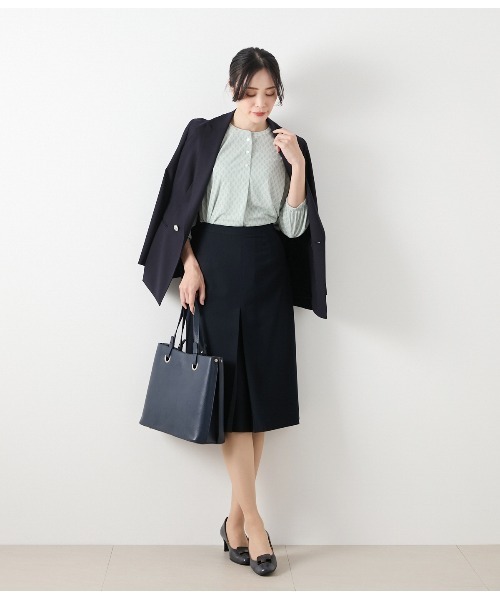 NEWYORKER(ニューヨーカー)の「ポリエステル強撚スムース タイルプリント ヘンリーネック7分袖プルオーバー(Tシャツ/カットソー・レディース・ライトグリーン/クリーム・L/M)」の12枚目の写真