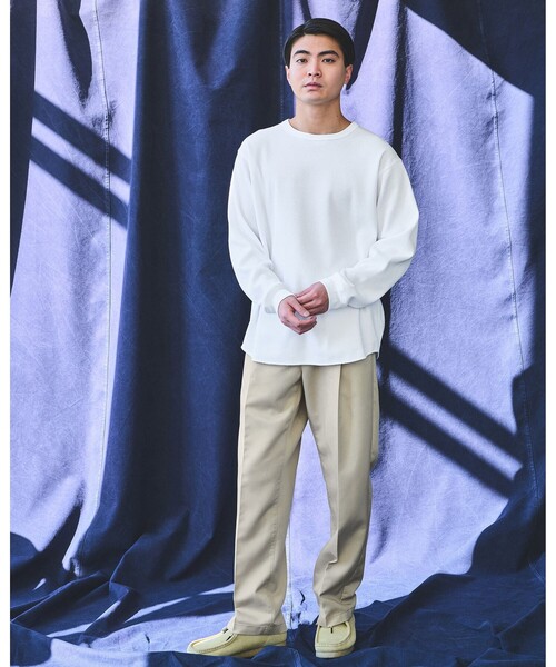 green label relaxing(グリーンレーベルリラクシング)の「ドライワッフル クルーネック Tシャツ -吸水速乾-(Tシャツ/カットソー・メンズ・ホワイト/ライトグレー/ブラック/モカ・S/M/L/XL/XS/XXL)」の5枚目の写真