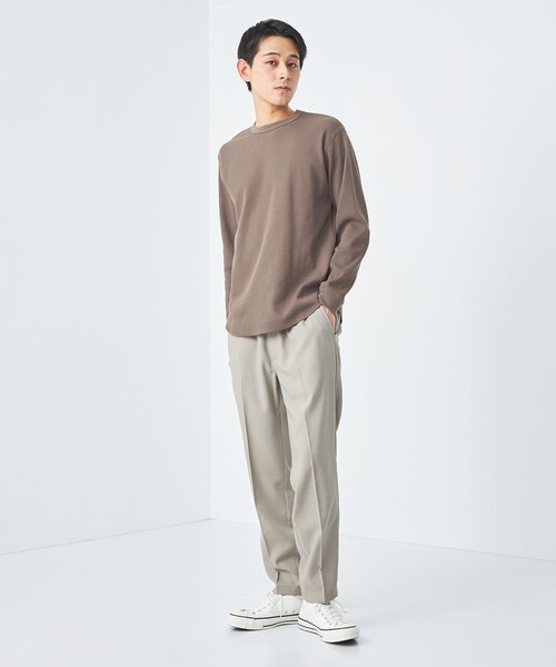 green label relaxing(グリーンレーベルリラクシング)の「ドライワッフル クルーネック Tシャツ -吸水速乾-(Tシャツ/カットソー・メンズ・ホワイト/ライトグレー/ブラック/モカ・S/M/L/XL/XS/XXL)」の8枚目の写真