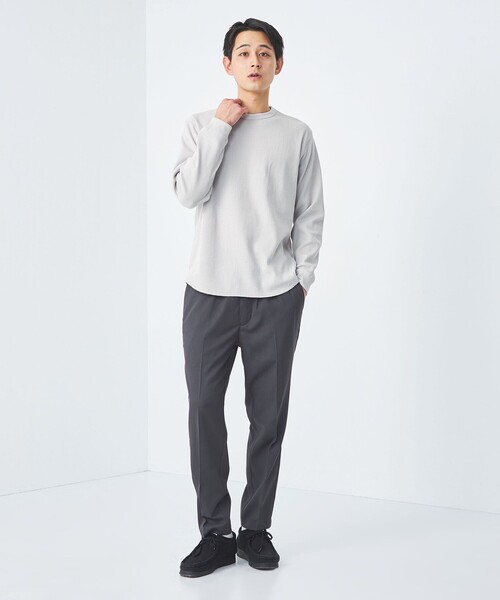 green label relaxing(グリーンレーベルリラクシング)の「ドライワッフル クルーネック Tシャツ -吸水速乾-(Tシャツ/カットソー・メンズ・ホワイト/ライトグレー/ブラック/モカ・S/M/L/XL/XS/XXL)」の11枚目の写真