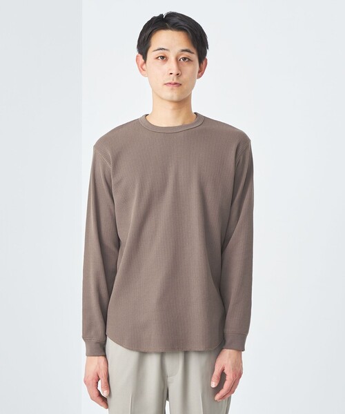 green label relaxing(グリーンレーベルリラクシング)の「ドライワッフル クルーネック Tシャツ -吸水速乾-(Tシャツ/カットソー・メンズ・ホワイト/ライトグレー/ブラック/モカ・S/M/L/XL/XS/XXL)」の12枚目の写真