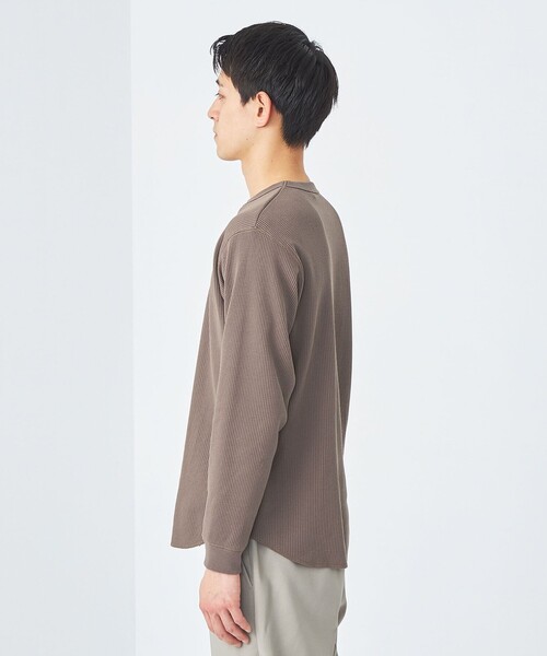 green label relaxing(グリーンレーベルリラクシング)の「ドライワッフル クルーネック Tシャツ -吸水速乾-(Tシャツ/カットソー・メンズ・ホワイト/ライトグレー/ブラック/モカ・S/M/L/XL/XS/XXL)」の13枚目の写真