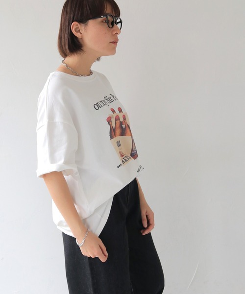 HER CLOSET（ハークローゼット）の「 【HER CLOSET】オーバーサイズヴィンテージグラフィックTシャツ OVERSIZED VINTAGE GRAPHIC T-SHIRT（Tシャツ/カットソー・レディース・チャコールグレー/ブラック/ホワイト・FREE）」の7枚目の写真