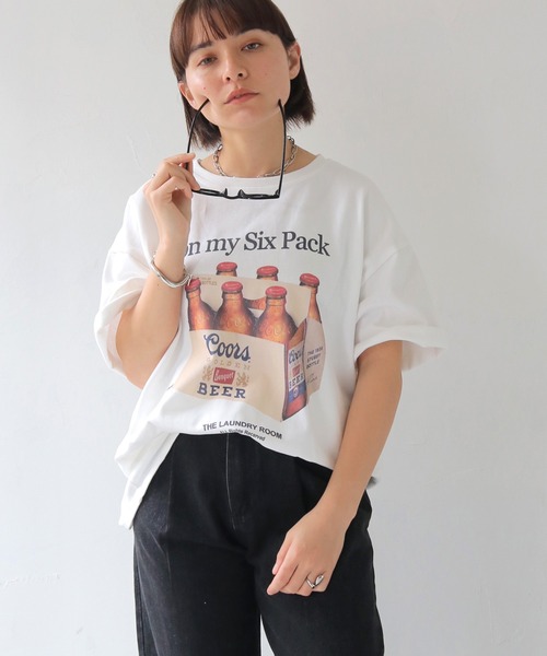 HER CLOSET（ハークローゼット）の「 【HER CLOSET】オーバーサイズヴィンテージグラフィックTシャツ OVERSIZED VINTAGE GRAPHIC T-SHIRT（Tシャツ/カットソー・レディース・チャコールグレー/ブラック/ホワイト・FREE）」の4枚目の写真