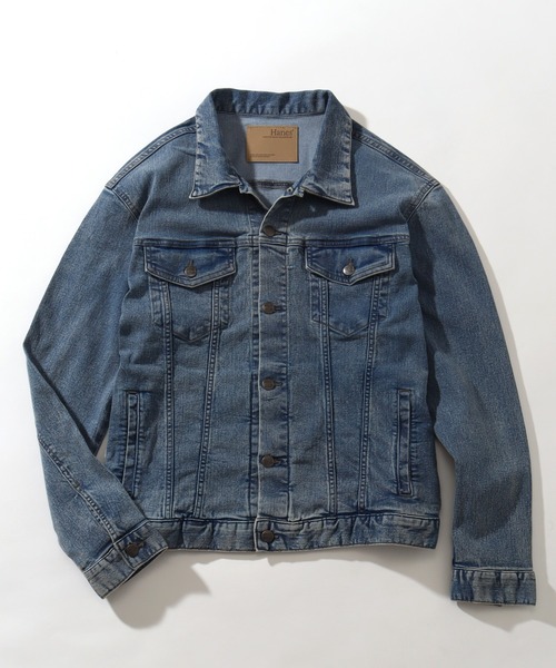 HANES(ヘインズ)の「【HANES/ヘインズ】ストレッチデニムジャケット/Gジャン(デニムジャケット・メンズ・サックスブルー/ネイビー/ブルー/ブラック・M/S/LL/L)」の4枚目の写真