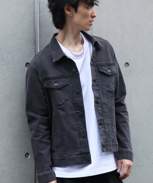 HANES(ヘインズ)の「【HANES/ヘインズ】ストレッチデニムジャケット/Gジャン(デニムジャケット・メンズ・サックスブルー/ネイビー/ブルー/ブラック・M/S/LL/L)」の7枚目の写真