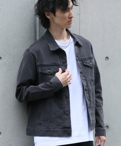HANES(ヘインズ)の「【HANES/ヘインズ】ストレッチデニムジャケット/Gジャン(デニムジャケット・メンズ・サックスブルー/ネイビー/ブルー/ブラック・M/S/LL/L)」の10枚目の写真