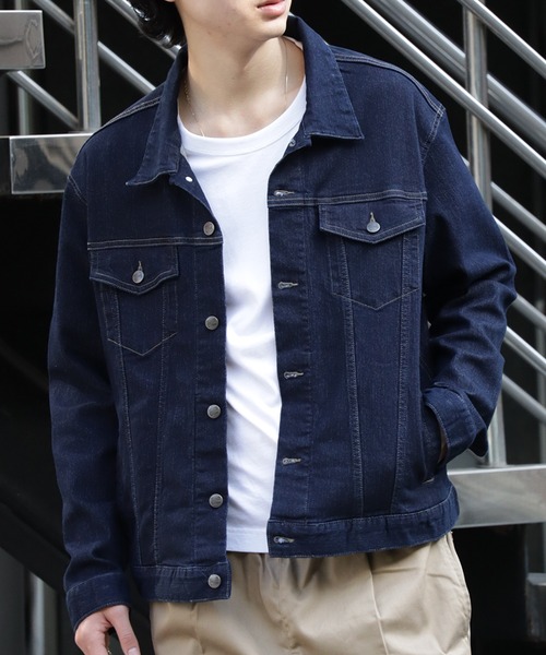 HANES(ヘインズ)の「【HANES/ヘインズ】ストレッチデニムジャケット/Gジャン(デニムジャケット・メンズ・サックスブルー/ネイビー/ブルー/ブラック・M/S/LL/L)」の8枚目の写真