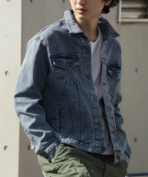 HANES(ヘインズ)の「【HANES/ヘインズ】ストレッチデニムジャケット/Gジャン(デニムジャケット・メンズ・サックスブルー/ネイビー/ブルー/ブラック・M/S/LL/L)」の9枚目の写真