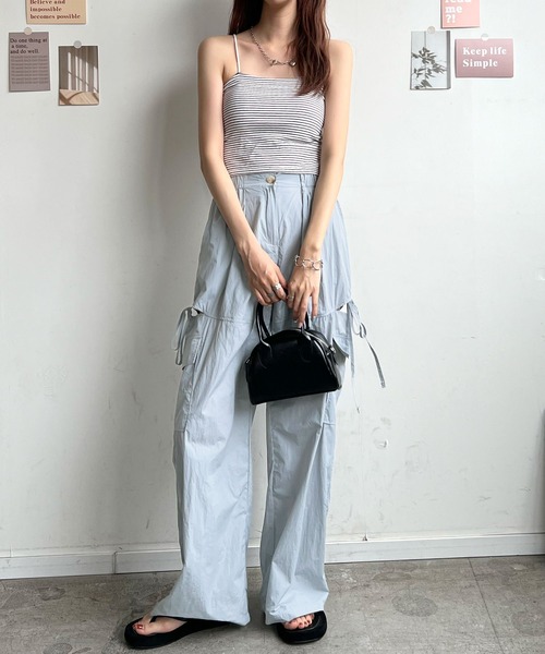 Futier land（フューティアランド）の「サイドスリットカーゴパンツ（カーゴパンツ・レディース・ライトピンク/アイボリー/ライトブルー/ブラック・FREE）」の3枚目の写真