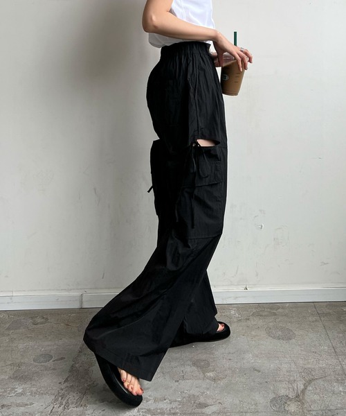 Futier land（フューティアランド）の「サイドスリットカーゴパンツ（カーゴパンツ・レディース・ライトピンク/アイボリー/ライトブルー/ブラック・FREE）」の5枚目の写真