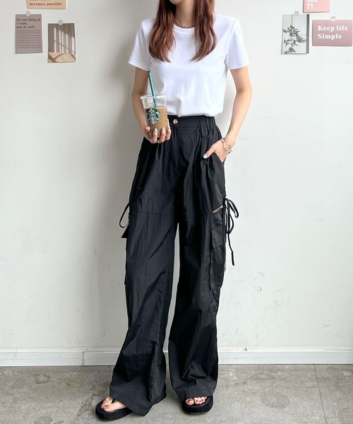 Futier land（フューティアランド）の「サイドスリットカーゴパンツ（カーゴパンツ・レディース・ライトピンク/アイボリー/ライトブルー/ブラック・FREE）」の14枚目の写真