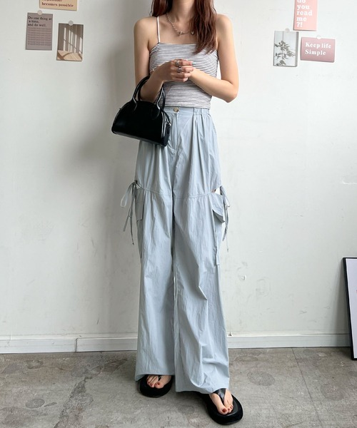 Futier land（フューティアランド）の「サイドスリットカーゴパンツ（カーゴパンツ・レディース・ライトピンク/アイボリー/ライトブルー/ブラック・FREE）」の22枚目の写真