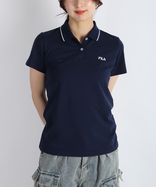 FILA(フィラ)の「FILA レディース 鹿の子 配色ライン 半袖ポロシャツ 吸水速乾 UVカット(ポロシャツ・レディース・ホワイト/ピンク/ブラック/ネイビー/ホワイト系その他/ネイビー系/ピンク系その他・M/L)」の6枚目の写真