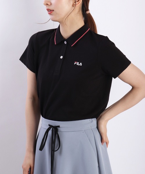 セール】FILA レディース 鹿の子 配色ライン 半袖ポロシャツ