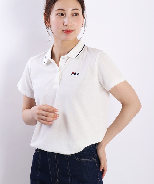 FILA(フィラ)の「FILA レディース 鹿の子 配色ライン 半袖ポロシャツ 吸水速乾 UVカット(ポロシャツ・レディース・ホワイト/ピンク/ブラック/ネイビー/ホワイト系その他/ネイビー系/ピンク系その他・M/L)」の9枚目の写真