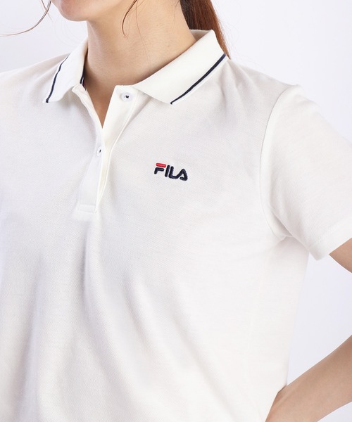 FILA(フィラ)の「FILA レディース 鹿の子 配色ライン 半袖ポロシャツ 吸水速乾 UVカット(ポロシャツ・レディース・ホワイト/ピンク/ブラック/ネイビー/ホワイト系その他/ネイビー系/ピンク系その他・M/L)」の12枚目の写真