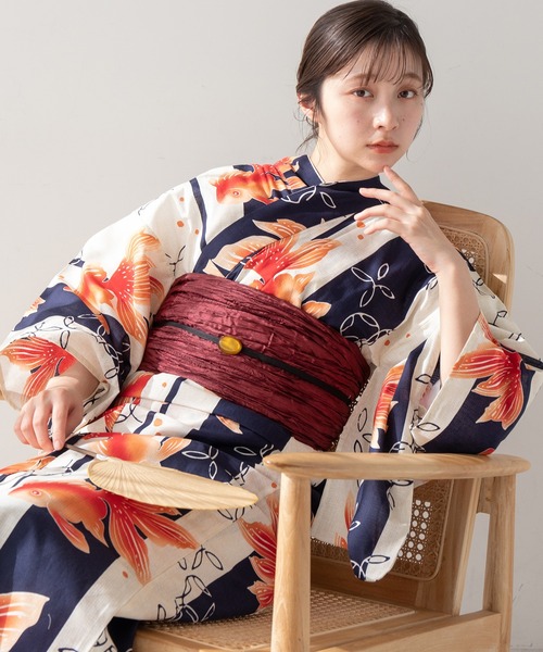 ゆかた館グレース（ユカタカングレース）の「こだわり浴衣５点セット（浴衣・レディース・ネイビー系1/ブルー系1/エンジ/ブルーグレー/ネイビー系3/ネイビー系2/ブルー系2・SMALL/MEDIUM）」の7枚目の写真
