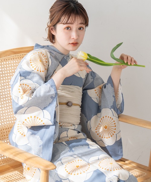 ゆかた館グレース（ユカタカングレース）の「こだわり浴衣５点セット（浴衣・レディース・ネイビー系1/ブルー系1/エンジ/ブルーグレー/ネイビー系3/ネイビー系2/ブルー系2・SMALL/MEDIUM）」の2枚目の写真