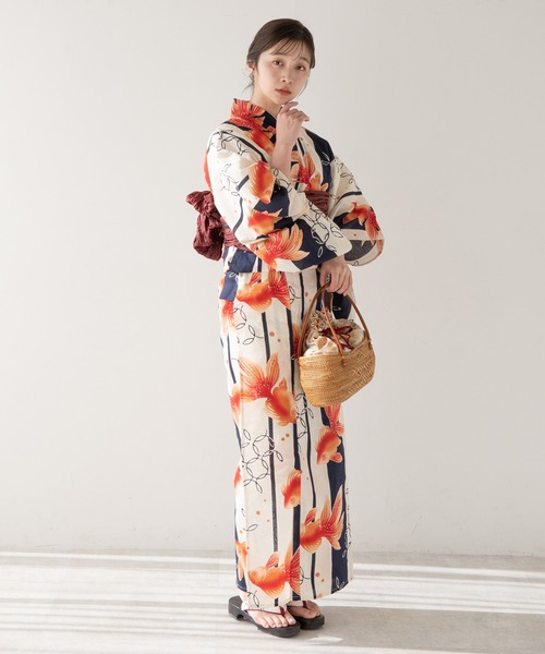 【ZOZO売切れ商品＊セール中】浴衣館グレース　こだわり浴衣5点セット　青・秋桜 こだわり浴衣5点セット（浴衣）｜ゆかた館グレース（ユカタカン