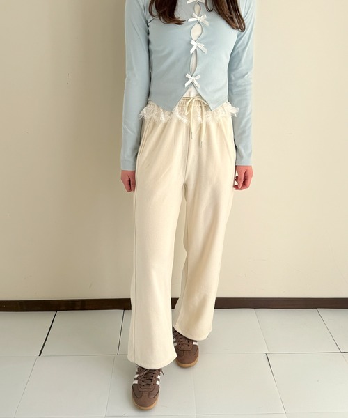 frunco（フランコ）の「【ZOZO限定】レース付き起毛スウェットパンツ（その他パンツ・レディース・ホワイト/グレー/ブラック/ピンク・FREE）」の5枚目の写真