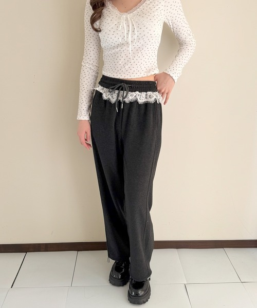 frunco（フランコ）の「【ZOZO限定】レース付き起毛スウェットパンツ（その他パンツ・レディース・ホワイト/グレー/ブラック/ピンク・FREE）」の11枚目の写真