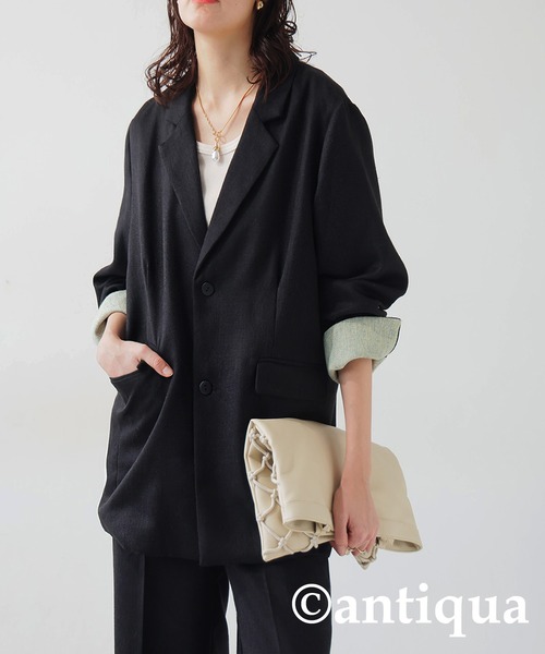 antiqua（アンティカ）の「ツイードライクジャケット（テーラードジャケット・レディース・ブラック/ブラウン系その他・P/R）」の20枚目の写真