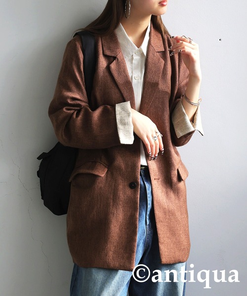 antiqua（アンティカ）の「ツイードライクジャケット（テーラードジャケット・レディース・ブラック/ブラウン系その他・P/R）」の3枚目の写真