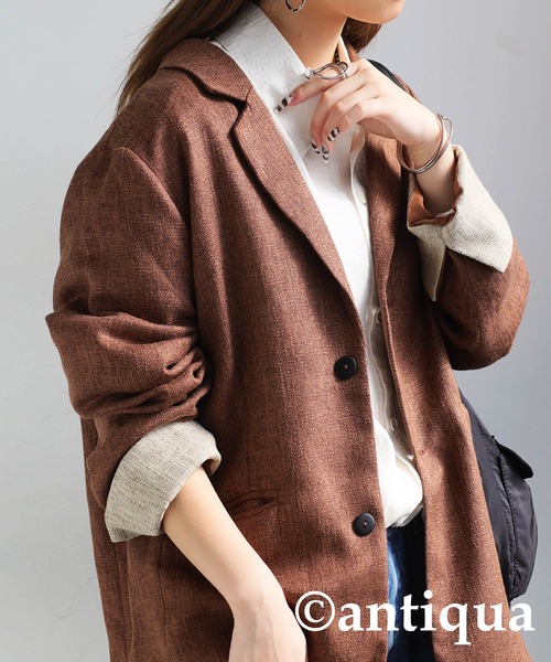 antiqua（アンティカ）の「ツイードライクジャケット（テーラードジャケット・レディース・ブラック/ブラウン系その他・P/R）」の4枚目の写真