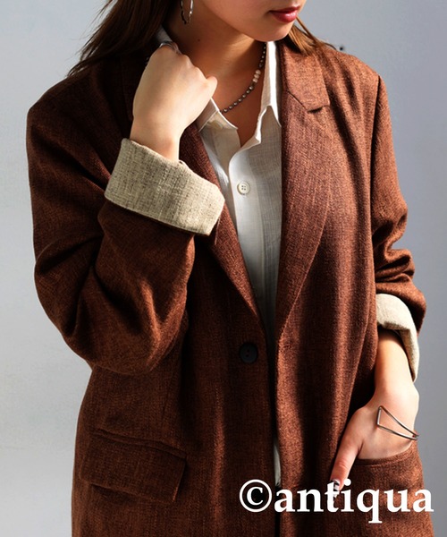antiqua（アンティカ）の「ツイードライクジャケット（テーラードジャケット・レディース・ブラック/ブラウン系その他・P/R）」の9枚目の写真