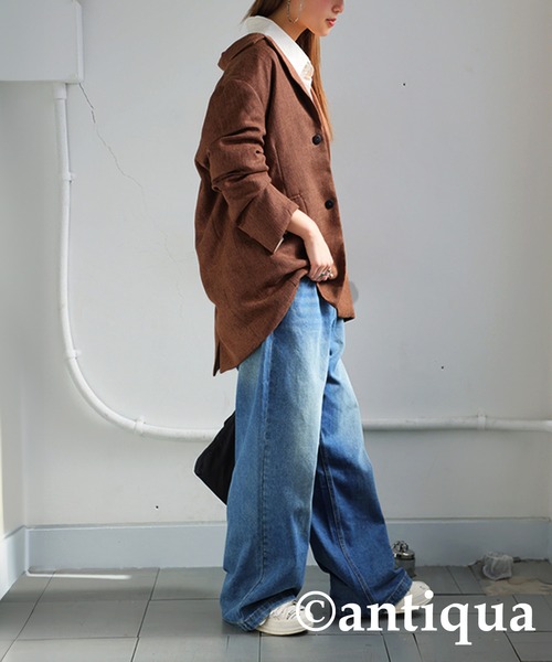 antiqua（アンティカ）の「ツイードライクジャケット（テーラードジャケット・レディース・ブラック/ブラウン系その他・P/R）」の10枚目の写真