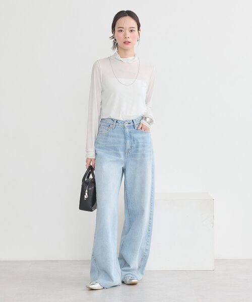 earth music&ecology（アースミュージックアンドエコロジー）の「セルフカットワイドデニムパンツ（デニムパンツ・レディース・ライトインディゴブルー/ブルー系その他・M/L/S）」の19枚目の写真