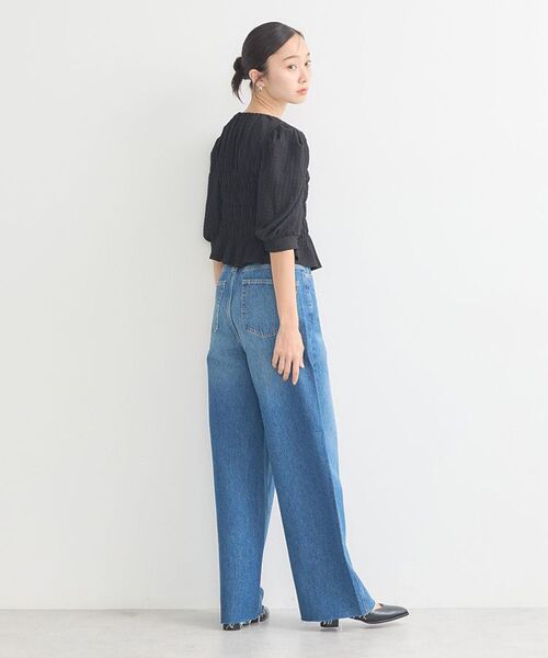 earth music&ecology（アースミュージックアンドエコロジー）の「セルフカットワイドデニムパンツ（デニムパンツ・レディース・ライトインディゴブルー/ブルー系その他・M/L/S）」の17枚目の写真