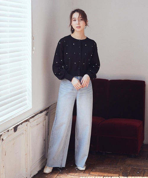 earth music&ecology（アースミュージックアンドエコロジー）の「セルフカットワイドデニムパンツ（デニムパンツ・レディース・ライトインディゴブルー/ブルー系その他・M/L/S）」の4枚目の写真