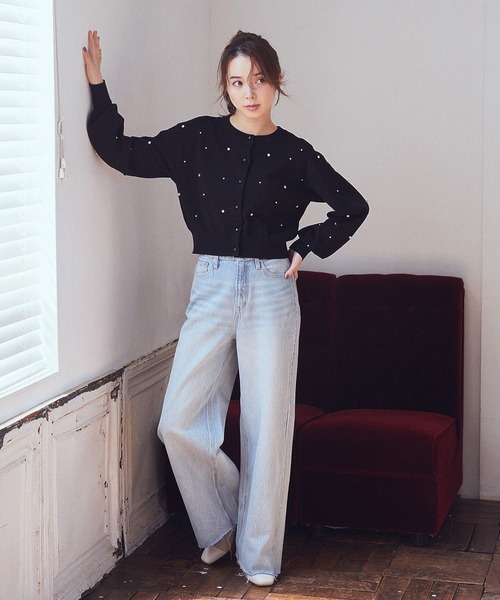 earth music&ecology（アースミュージックアンドエコロジー）の「セルフカットワイドデニムパンツ（デニムパンツ・レディース・ライトインディゴブルー/ブルー系その他・M/L/S）」の5枚目の写真