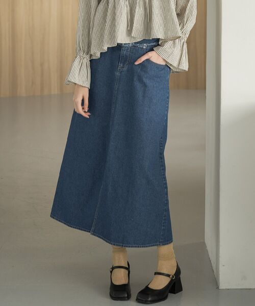 RETRO GIRL（レトロガール）の「フリンジ切替デニムSK（デニムスカート・レディース・ブラック/ブルー・FREE）」の5枚目の写真