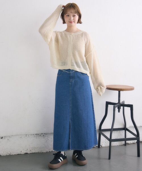 RETRO GIRL（レトロガール）の「フリンジ切替デニムSK（デニムスカート・レディース・ブラック/ブルー・FREE）」の7枚目の写真