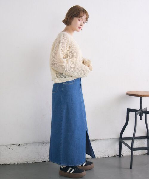 RETRO GIRL（レトロガール）の「フリンジ切替デニムSK（デニムスカート・レディース・ブラック/ブルー・FREE）」の8枚目の写真