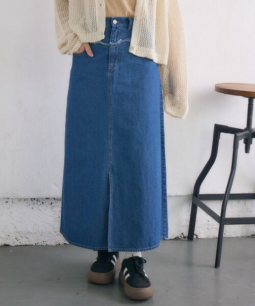 RETRO GIRL（レトロガール）の「フリンジ切替デニムSK（デニムスカート・レディース・ブラック/ブルー・FREE）」の11枚目の写真