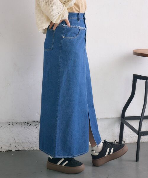 RETRO GIRL（レトロガール）の「フリンジ切替デニムSK（デニムスカート・レディース・ブラック/ブルー・FREE）」の12枚目の写真