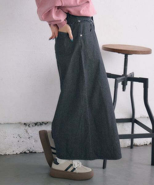 RETRO GIRL（レトロガール）の「フリンジ切替デニムSK（デニムスカート・レディース・ブラック/ブルー・FREE）」の20枚目の写真