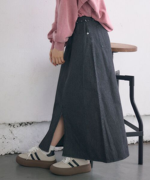 RETRO GIRL（レトロガール）の「フリンジ切替デニムSK（デニムスカート・レディース・ブラック/ブルー・FREE）」の21枚目の写真