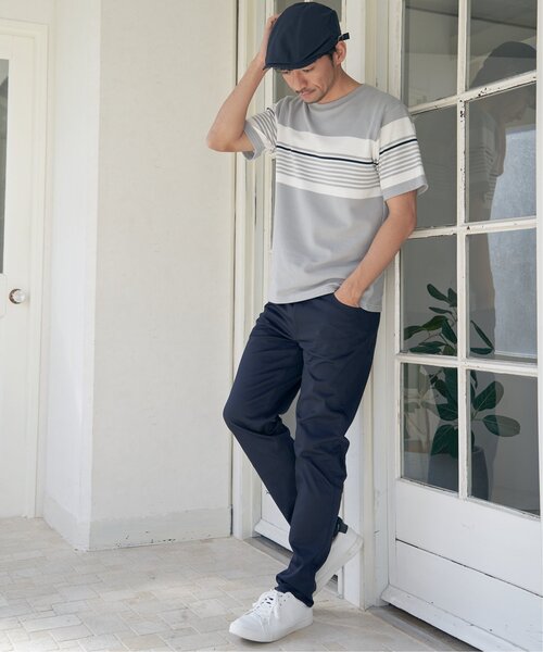 ikka(イッカ)の「リップルパネルボーダーTシャツ(Tシャツ/カットソー・メンズ・グレー/ホワイト/ネイビー・M/L/XL/S)」の10枚目の写真