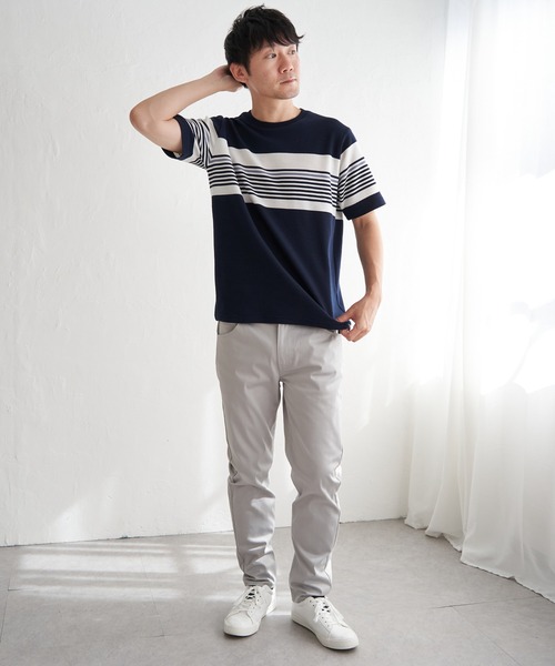ikka(イッカ)の「リップルパネルボーダーTシャツ(Tシャツ/カットソー・メンズ・グレー/ホワイト/ネイビー・M/L/XL/S)」の15枚目の写真