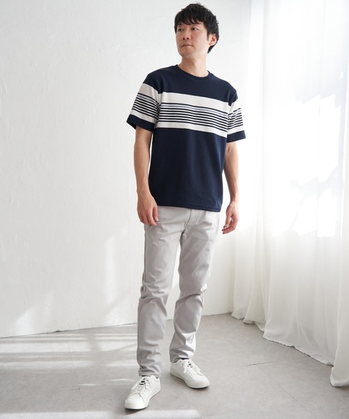 ikka(イッカ)の「リップルパネルボーダーTシャツ(Tシャツ/カットソー・メンズ・グレー/ホワイト/ネイビー・M/L/XL/S)」の16枚目の写真