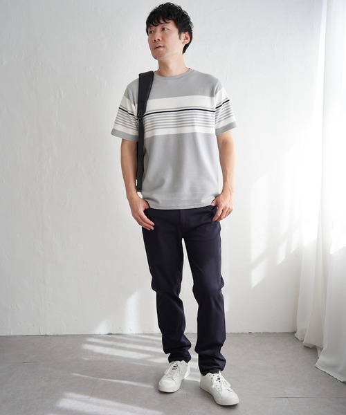 ikka(イッカ)の「リップルパネルボーダーTシャツ(Tシャツ/カットソー・メンズ・グレー/ホワイト/ネイビー・M/L/XL/S)」の18枚目の写真