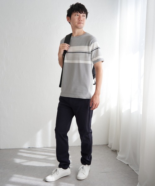 ikka(イッカ)の「リップルパネルボーダーTシャツ(Tシャツ/カットソー・メンズ・グレー/ホワイト/ネイビー・M/L/XL/S)」の19枚目の写真