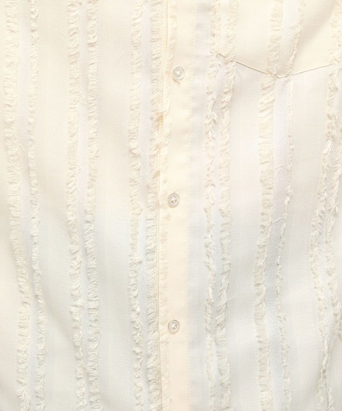 3.3 Field Trip (3.3フィールドトリップ)の「3.3 Field Trip/フリンジストライプシャツ(シャツ/ブラウス・メンズ・ブラック/アイボリー・FREE)」の17枚目の写真